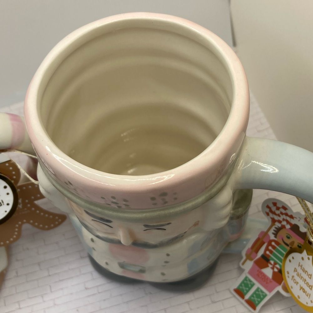 Holly & Joy Nutcracker Christmas Mug in Pastel Pink and blue - Picture 2 of 5